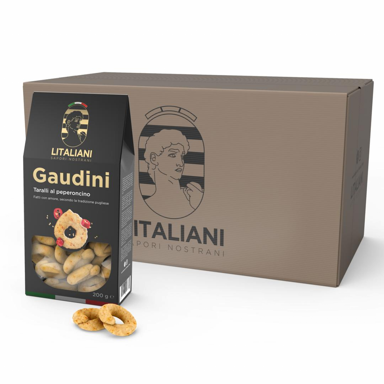 Gaudini 24 paquets de taralli au piment 4800 g (24 paquets x 200 g)