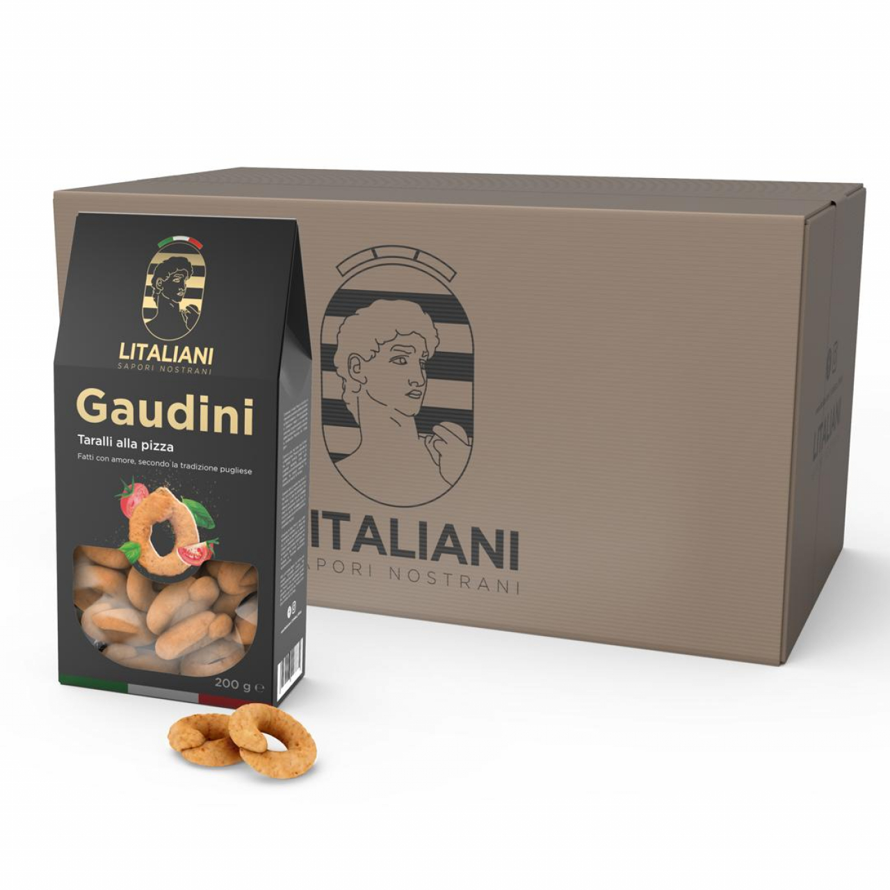 Gaudini 24 paquets de taralli à la saveur de pizza 4800 g (24 paquets x 200 g)