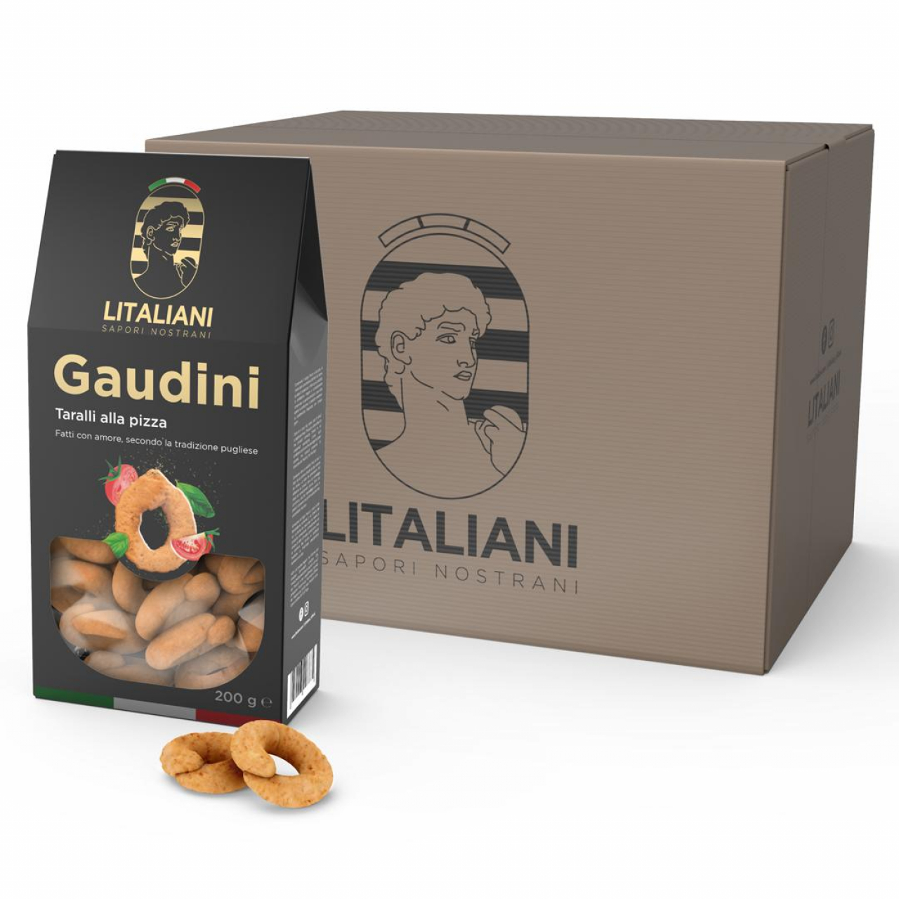 Gaudini 12 paquets de taralli à la saveur de pizza 2400 g (12 paquets x 200 g)