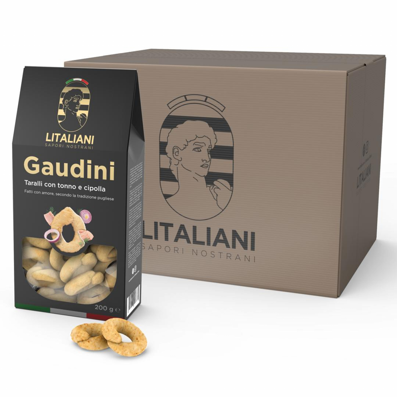 Gaudini 12 paquets de taralli aux oignons et thon 2400 g (12 paquets x 200 g)